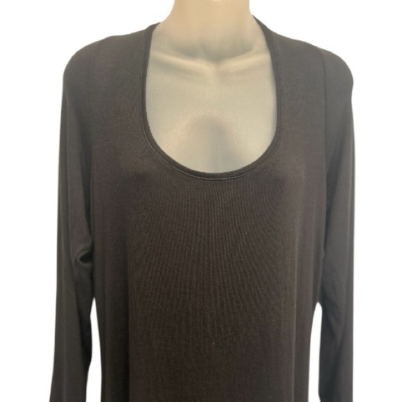 Victoria’ Secret Maxi Slip Dress Women XXL Black Ribbed Modal Deep-V Long-Sleeve - Picture 4 of 8